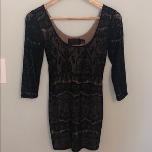 H&M Black Lace nude dress